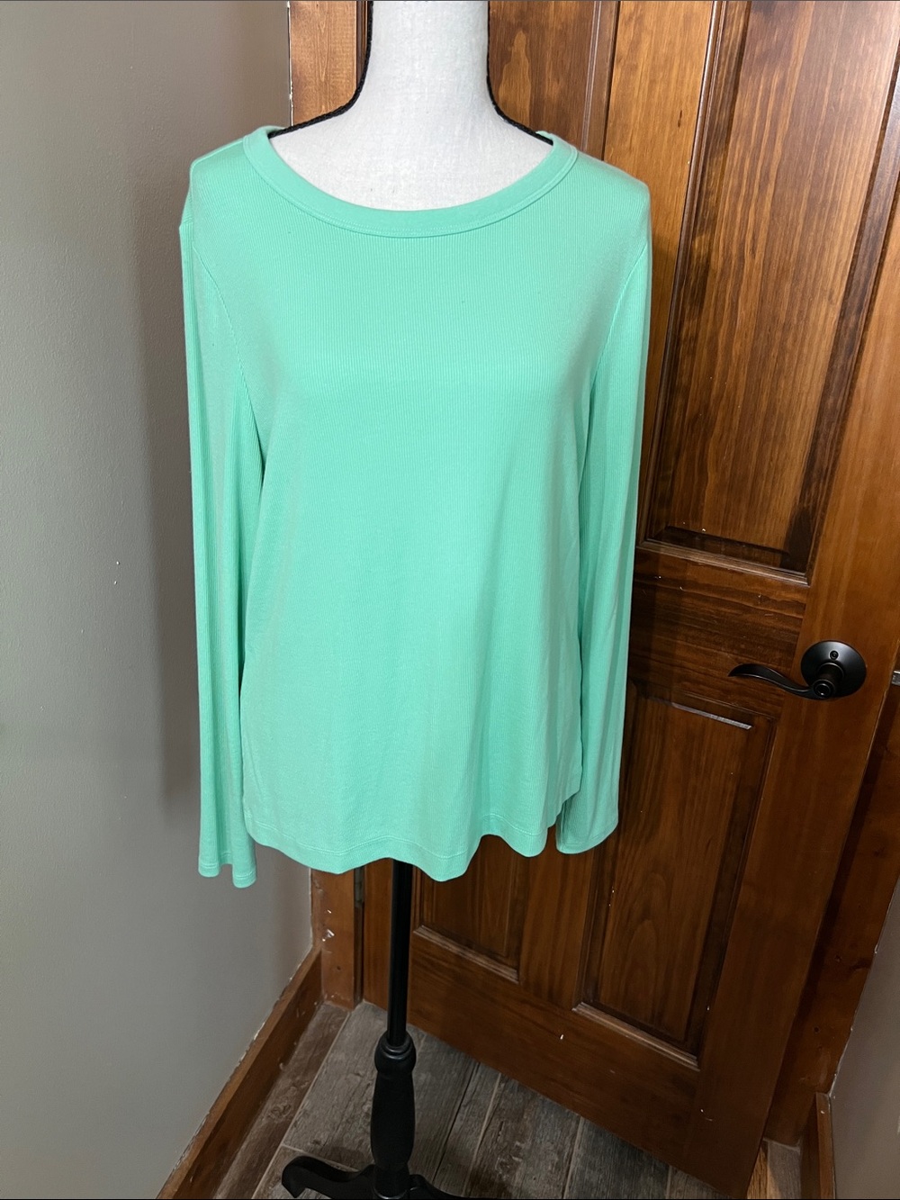 Women’s Long-Sleeve Crew Neck Top in Mint